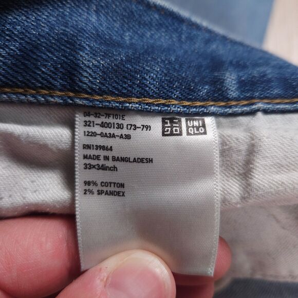 Uniqlo Selvedge Jeans Mens 33x34(35x34) Blue Light Wash Kaihara Slim Straight - Picture 6 of 14